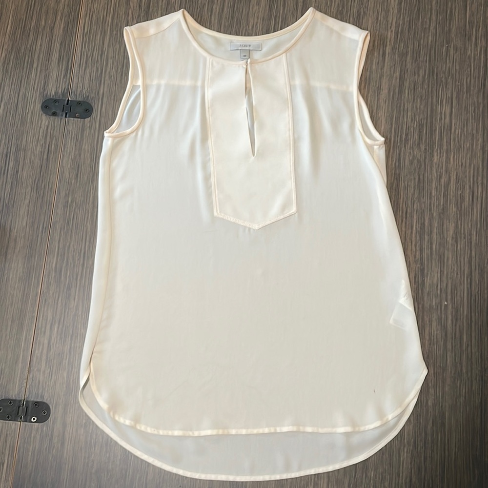 J. Crew cream sleeveless keyhole blouse